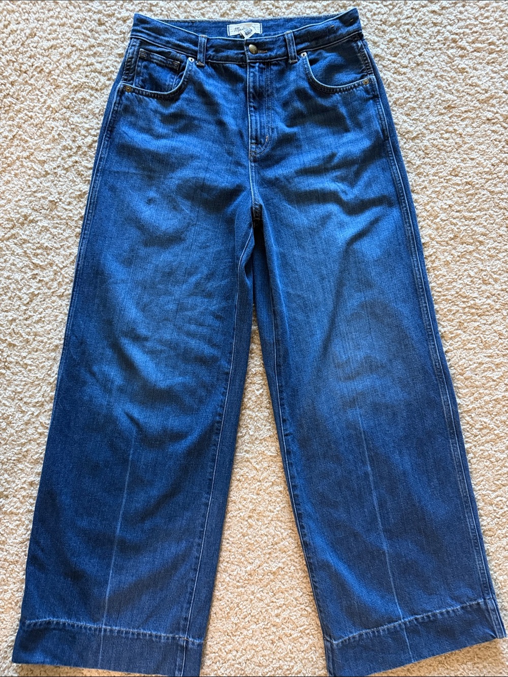 Women’s Madewell Superwide Leg Jeans in Dark blue wash